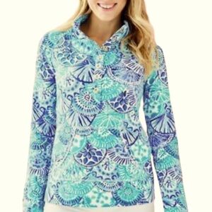 Lilly Pulitzer UPF 50+ Captain Popover Turquoise Oasis Half Shell XS